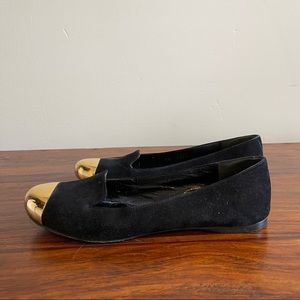 YSL black suede and gold flats 36.5/6.5